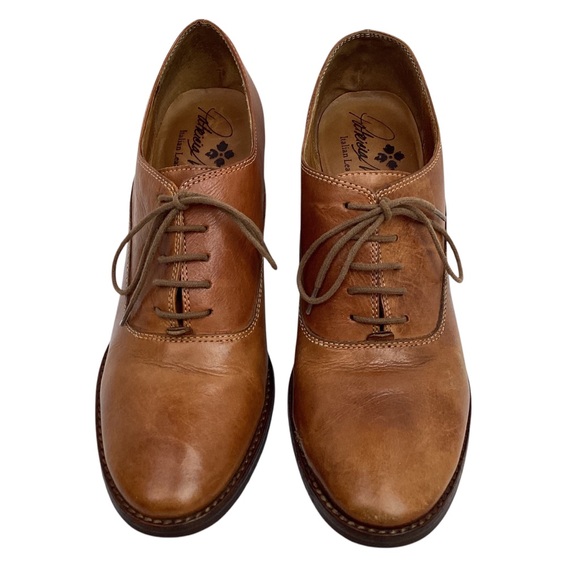 Patricia Nash Anna Block Heel Oxford Italian Leather Shoes Carmel Brown - Picture 3 of 16